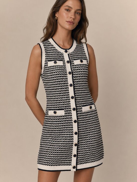 Pomander Place Dresses & Skirts - Tuckernuck Pomander Place Bardot Mini Dress Medium NWT Navy White Knit